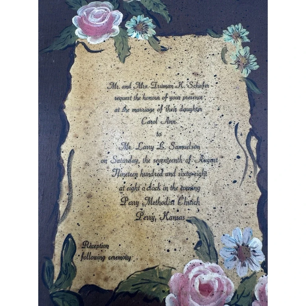 Vintage Wood Played With Wedding Invite 1968